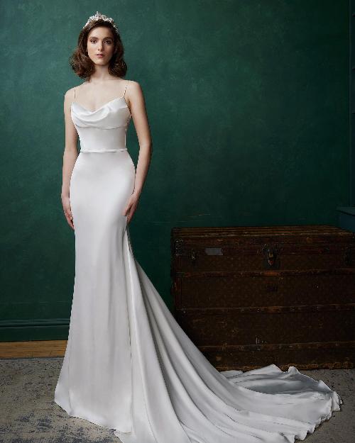 La23253 simple classic wedding dress with buttons down the back1
